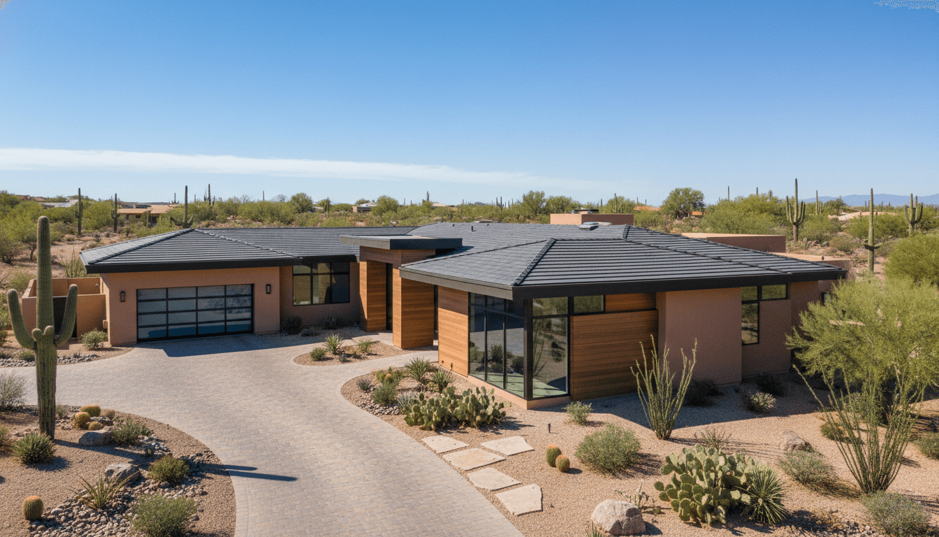Modern Phoenix home with professionally installed new roof